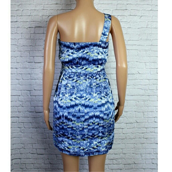 BCBGeneration One Shoulder Ruffled Dress Blue Splash - Picture 6 of 8